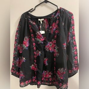 Joie Floral Silk Blouse New SZ M
